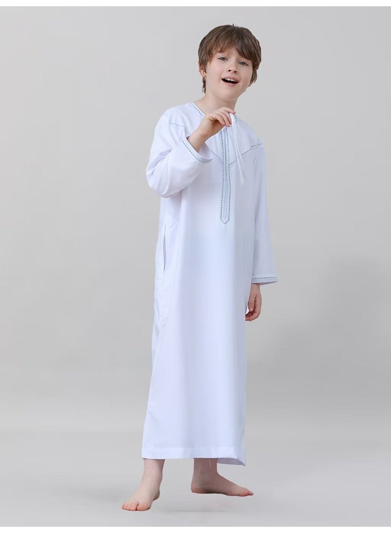 High-end solid color thobe for boys, Oman style - Image 1